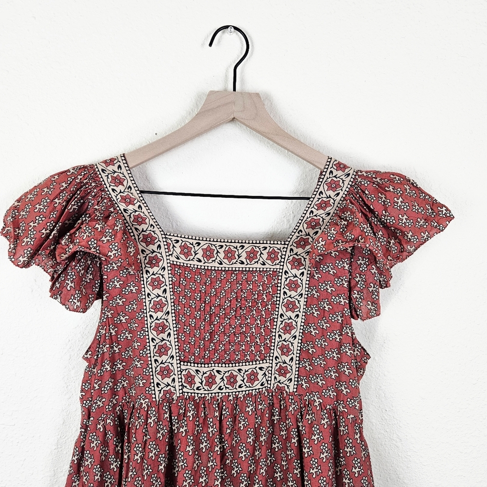 Sea NY Fernanda Pintucked Floral-print Cotton Mini Dress in Antique Rose - Picture 6 of 9